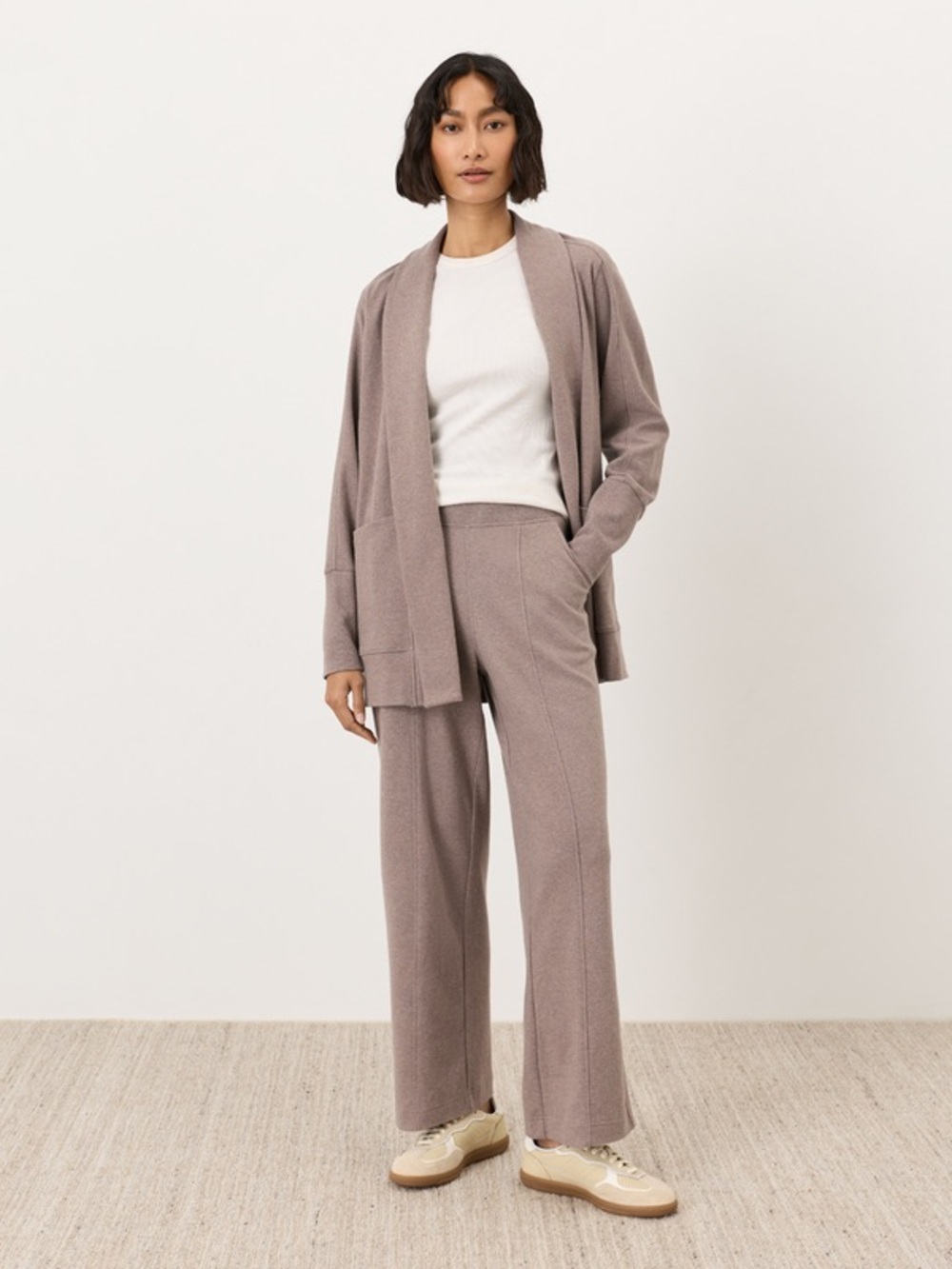 Pact Organic Wear/NWT/Wide-Leg Knit Pants in Mauve Taupe Sz M